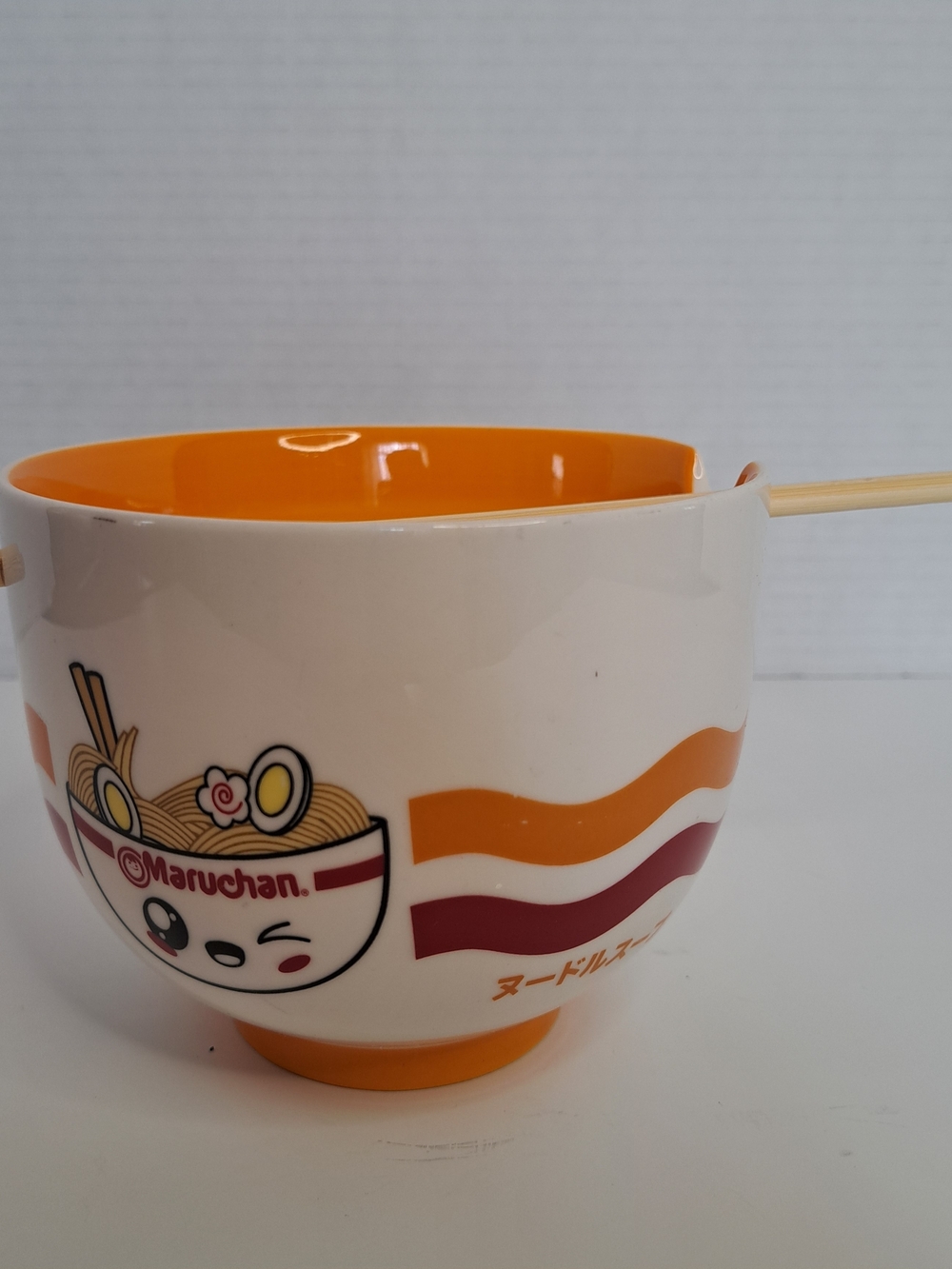 USED 16 OZ CERAMIC MARUCHAN CHIBI RAMEN NOODLEBOWL WITH CHOPSTICKS